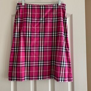 Burberry pink plaid skirt
